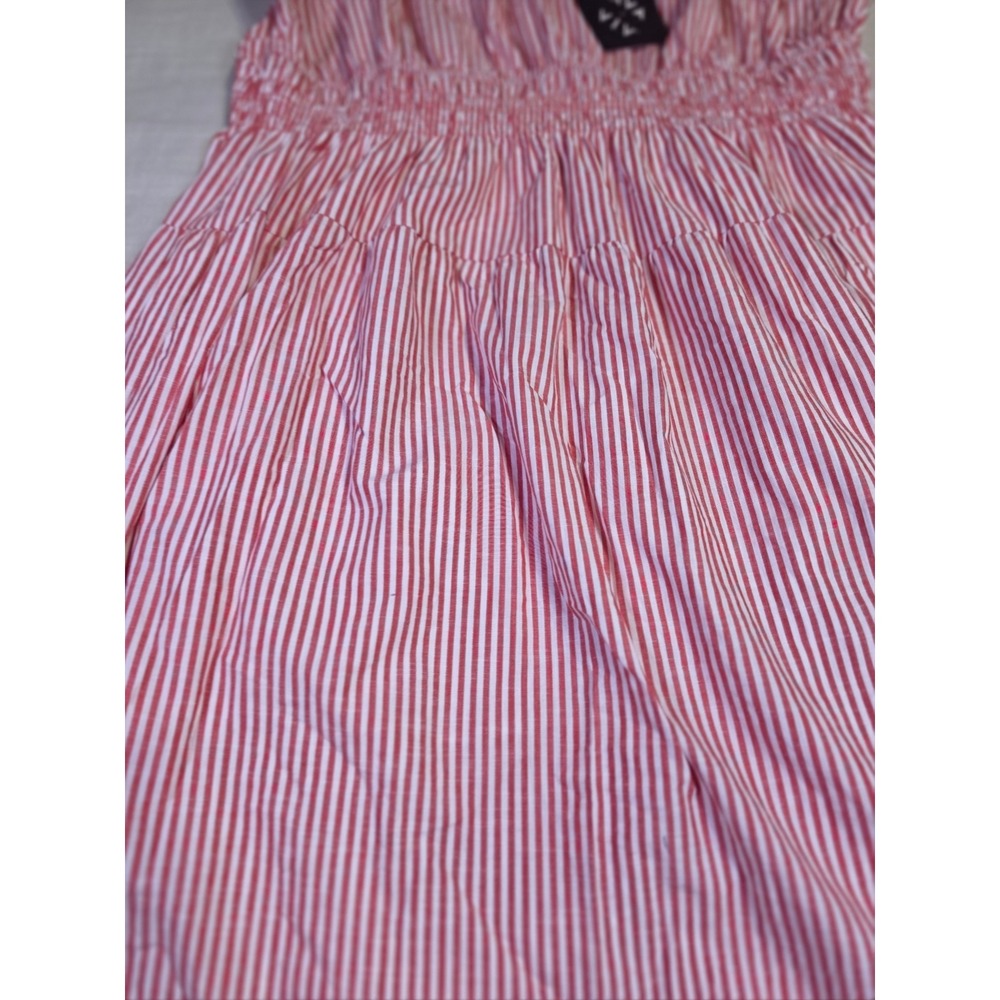 Ava & Viv Red White Striped Smocked Waist Midi Dress Plus Size 3X NWT - Picture 2 of 10